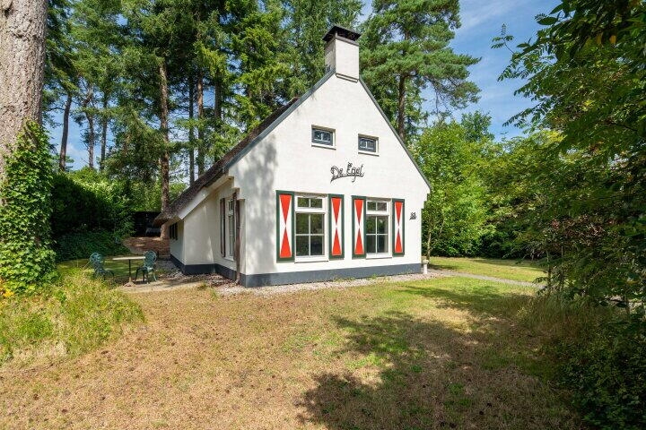 Vooraanzicht vakantiehuis De Egel met rieten dak in Diever
